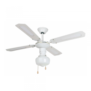Retro ceiling fan in white with Eco Bulb 42W