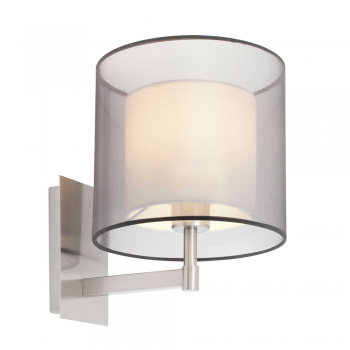 Lamp classic matte nickel fabric screen and Eco 28W bulb