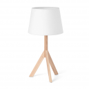 Ace table lamp with wooden tripod and white lampshade bulb 28W