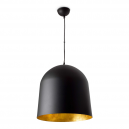 Black hanging lamp with gold home and three Eco 42W bulbs