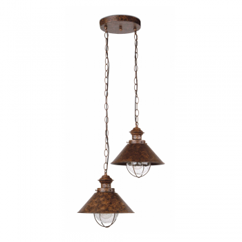 Navy Outdoor Hanging in rusty brown with two 15W saving
