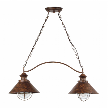 Navy Outdoor Hanging in rusty brown with two 15W saving
