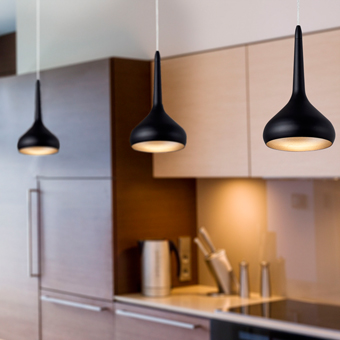 Light pendant in black and gold with warm 8W LED technology
